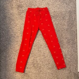 Cat & Jack Red Leggings with Gold Bow Pattern